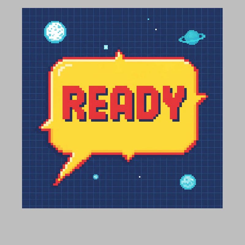 Ready Pixel Speech Bubble in Space