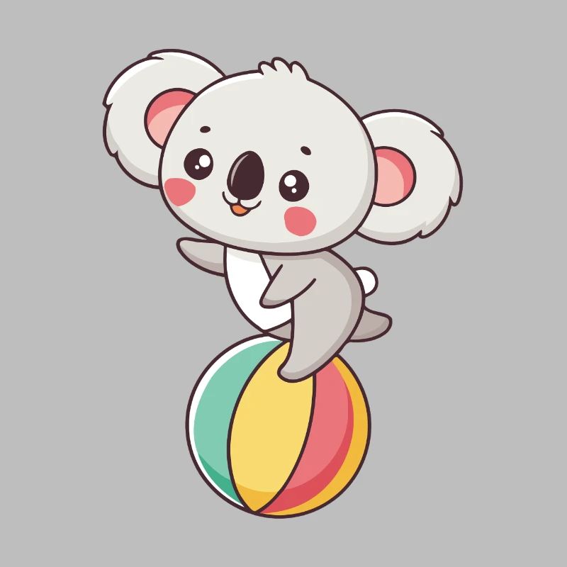 Koala on rainbow colored ball