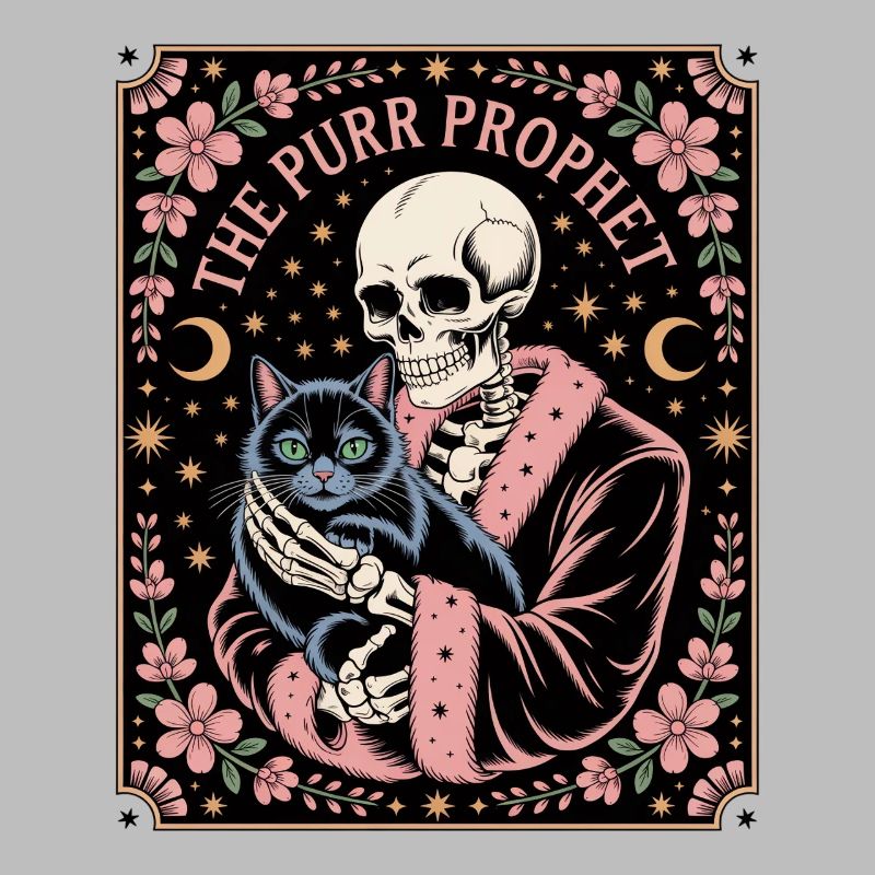 Le Squelette du Prophète Ronronner avec le Chat Noir