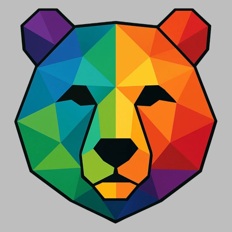 Colorful pop art low poly bear