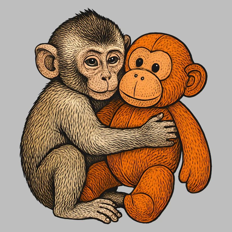 Cuddle buddy monkey and orang
