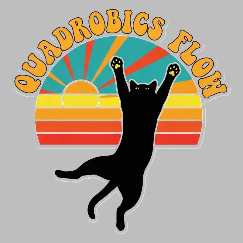 Retro Quadrobics Flow Black Cat 70s Sunset