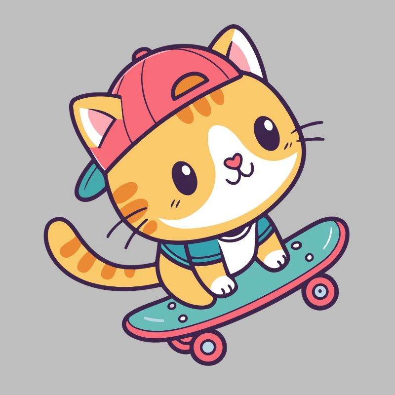Chat skate coloré