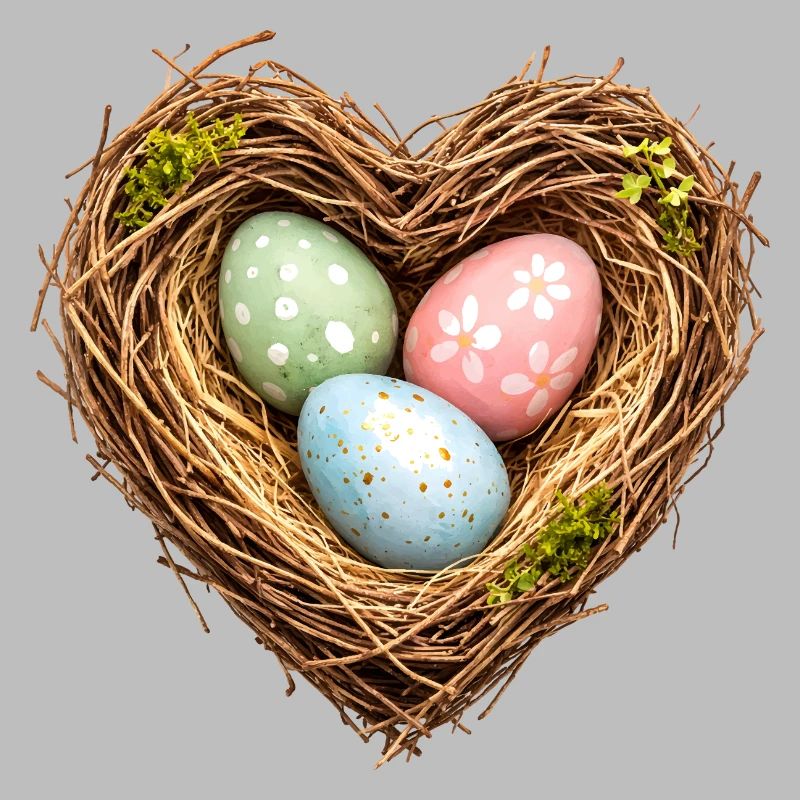 Herzförmiges Osternest mit Eiern