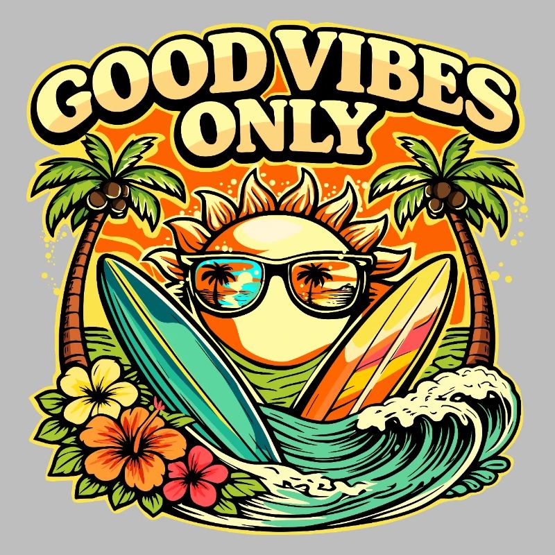 Surf Sunset Palm Trees Beach Design