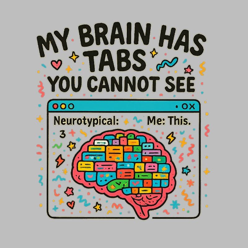Colorful brain with hidden tabs