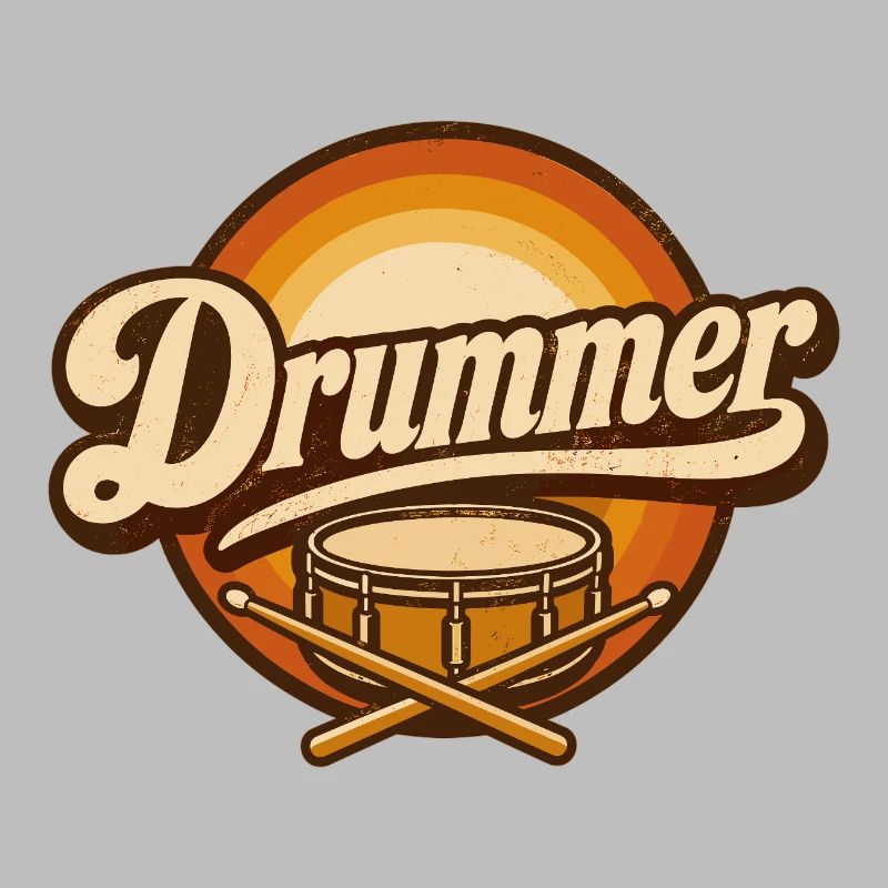 Drummer Retro Logo with Drum