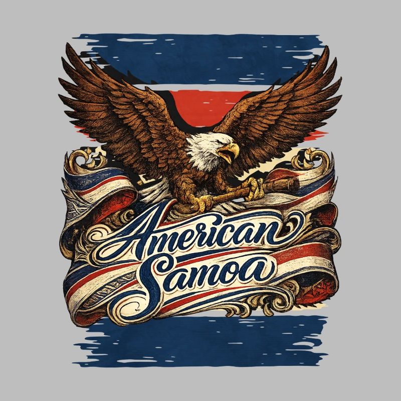 Aigle sur ruban de drapeau Samoa américaines