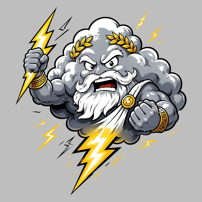 God of Thunder Lightning Cloud Thunderstorm Comic Motif
