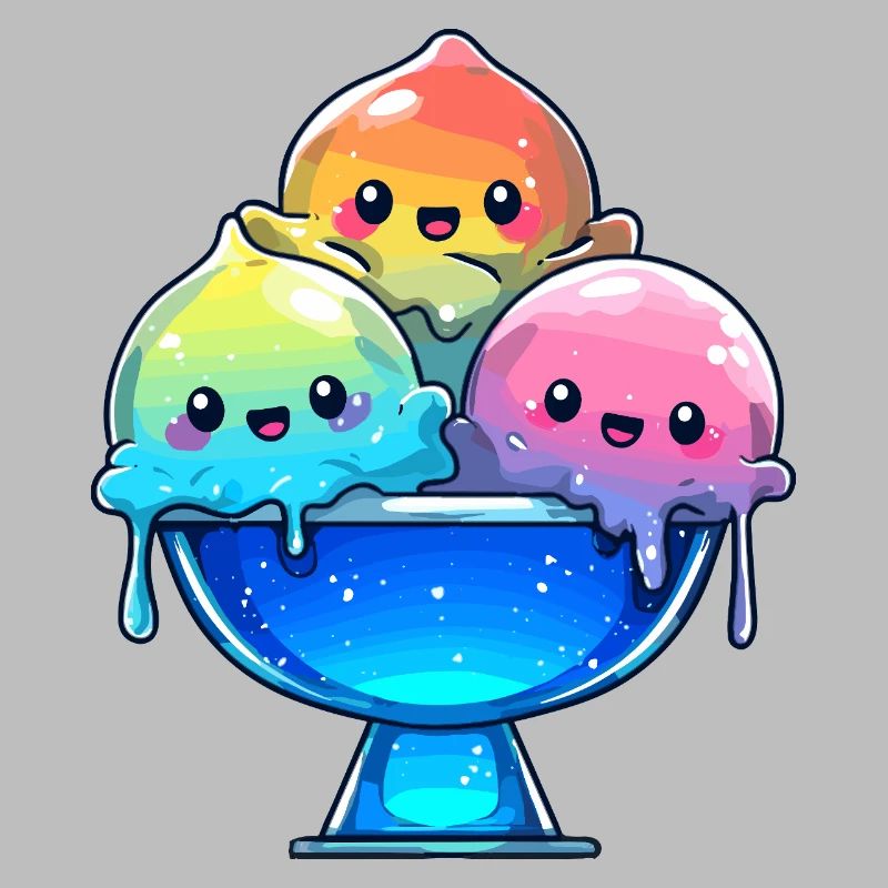 Regenbogen Eis-Trio in Schale