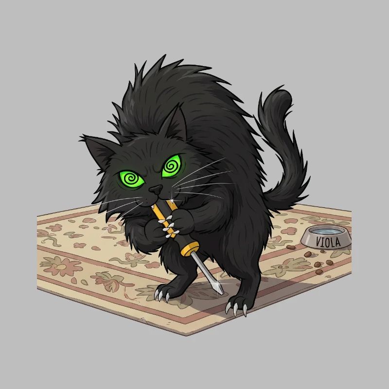 Aggro Katze auf Perser-Teppich