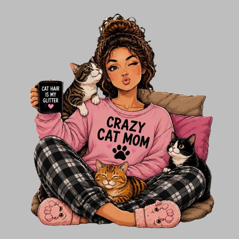 Crazy Cat Mom Kuscheldesign