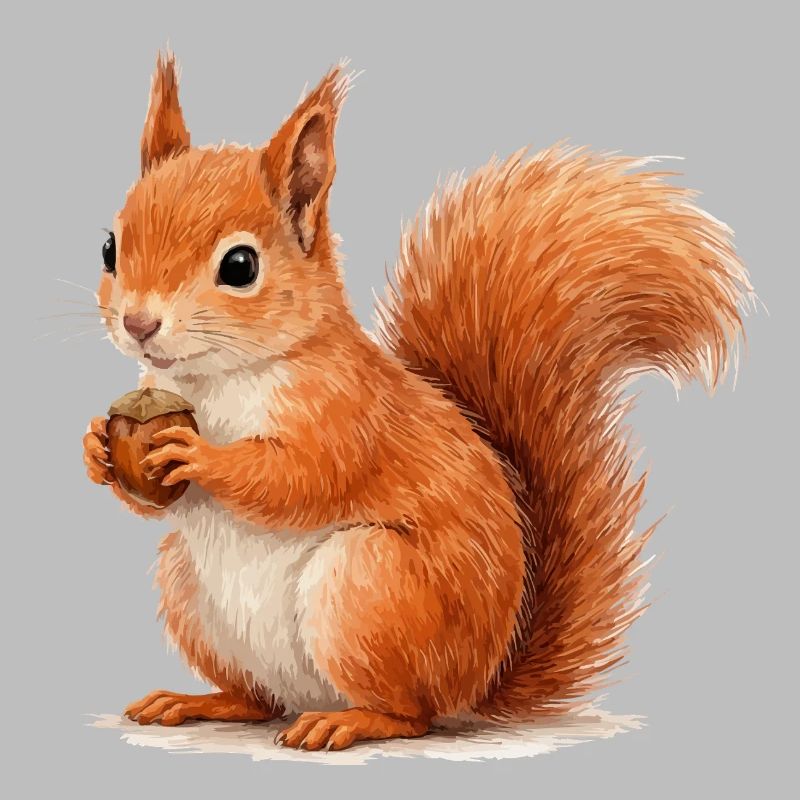 Squirrel with acorn illustration