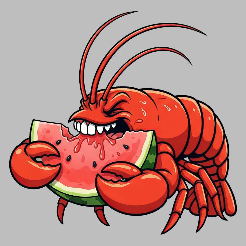 homard doux dessin animé d’été pastèque fruité