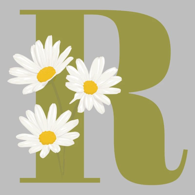 Buchstabe r grüne Gänseblümchen
