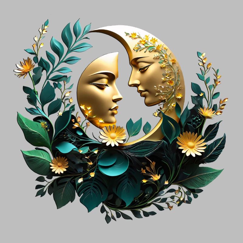 Two decorated crescent moons