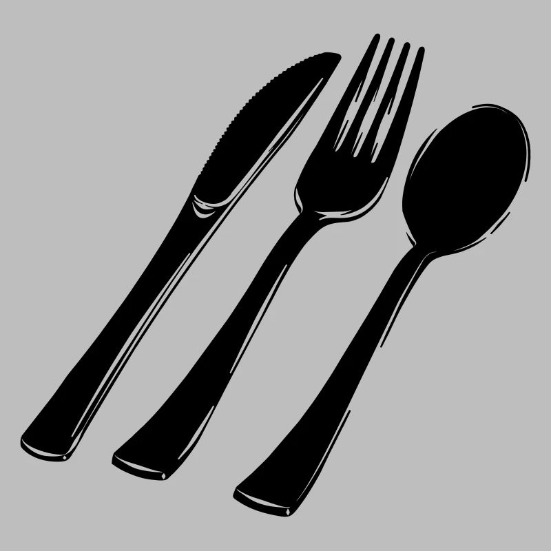 Cutlery fork spoon and knife
