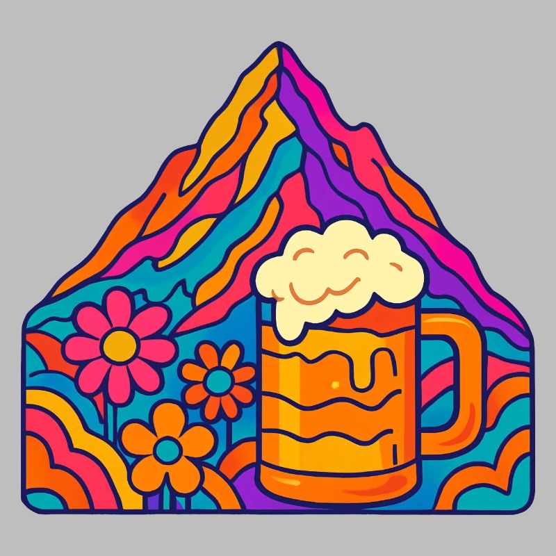 Lebendige Berglandschaft mit Bierglas