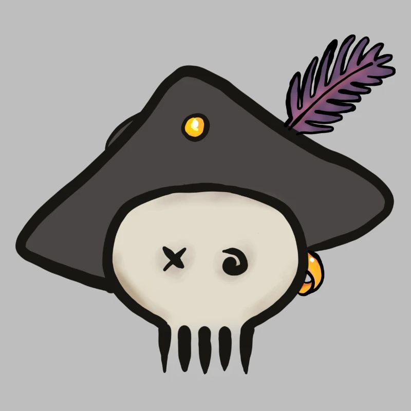 Pirate skull with feathered hat