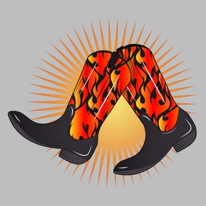 extravagant western boots with flame pattern
