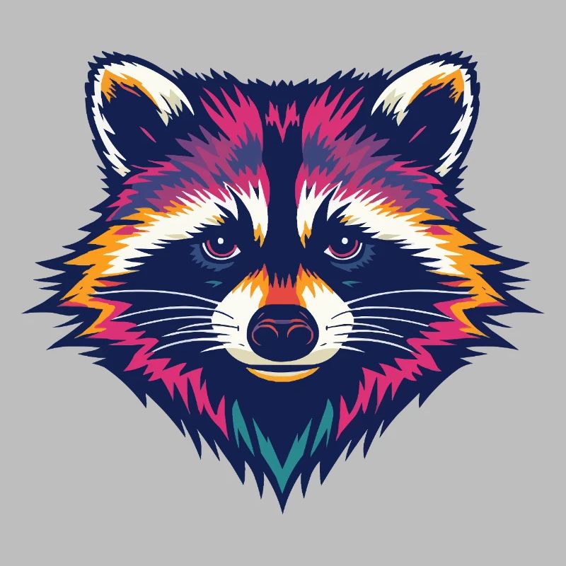Farbexplosion Waschbär Kopf