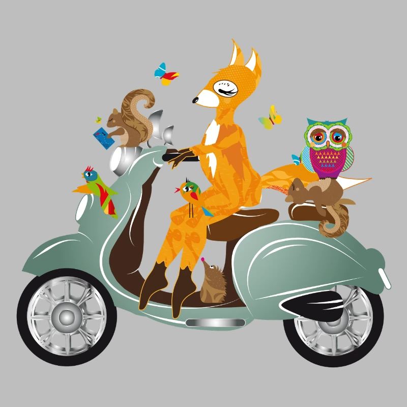 Forest animals on a joyride – Imaginative scene