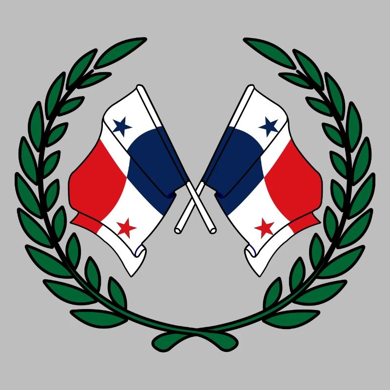 Flags Panama in laurel wreath