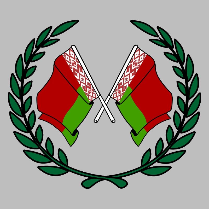 Drapeaux Biélorussie en couronne de laurier