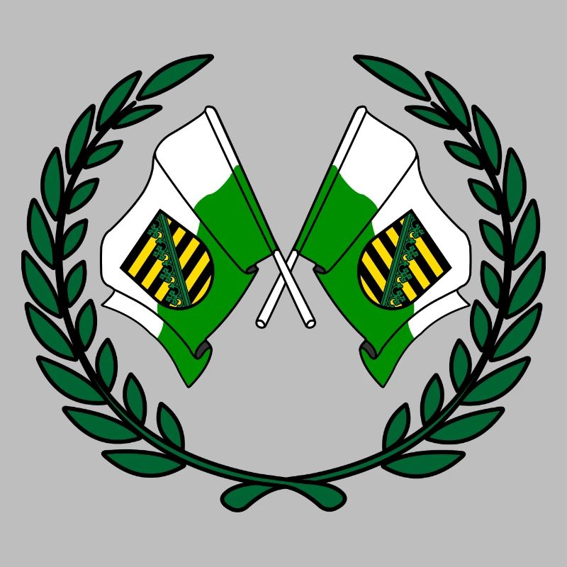 Flags Saxony laurel wreath