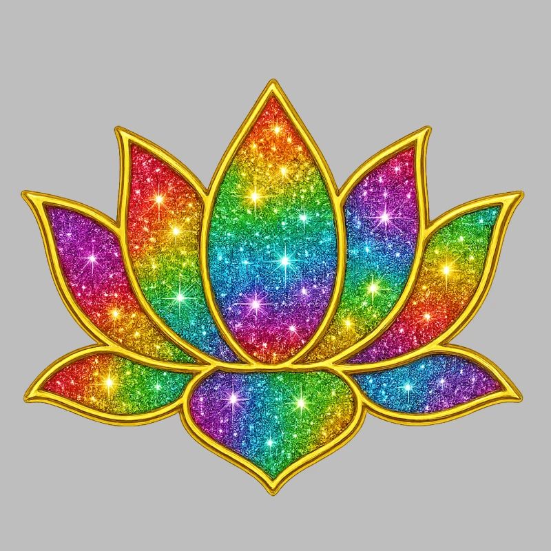 Funkelnder Lotus in Regenbogenfarben