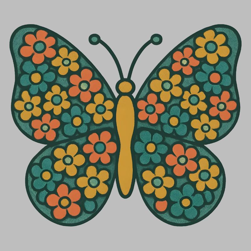 Papillon aux ailes de fleurs
