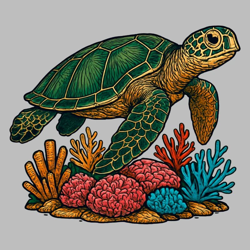 Conception de plongeur de tortue de mer verte
