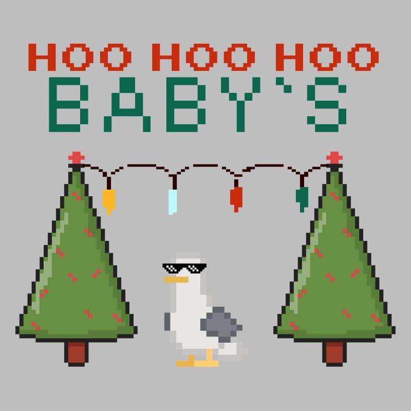 Pixel-Weihnachtsvogel mit Lichterketten