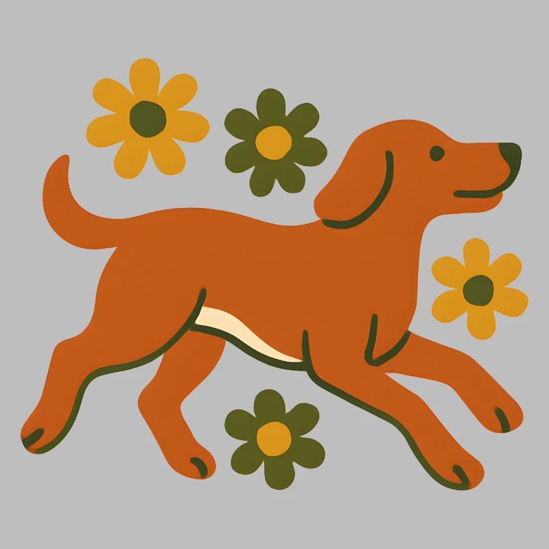 Chien rapide dans le champ de fleurs
