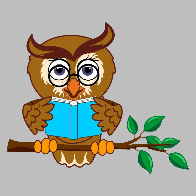 Tree Branch Owl with Blue Book
