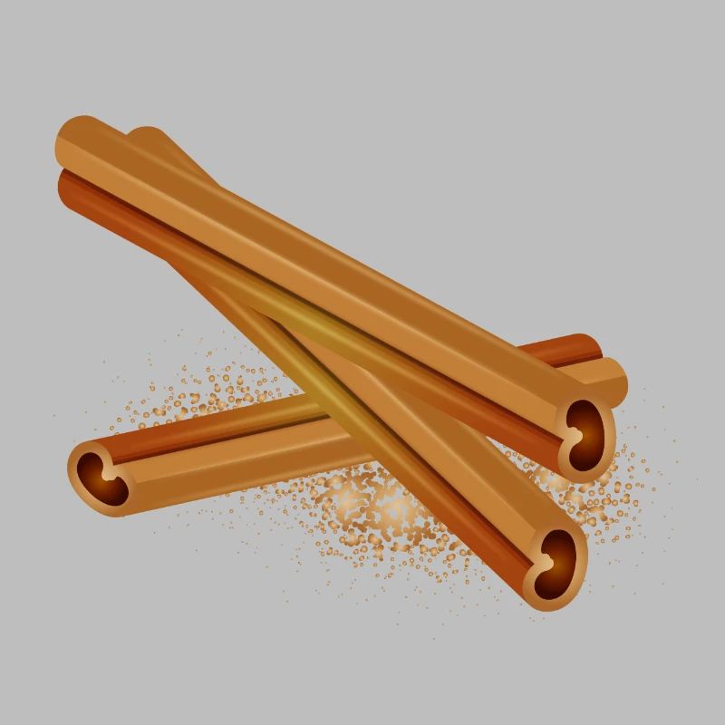 Three nice cinnamon sticks with cinnamon powder