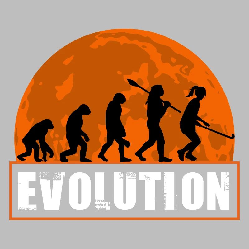 Field Hockey Evolution Silhouette Sunset