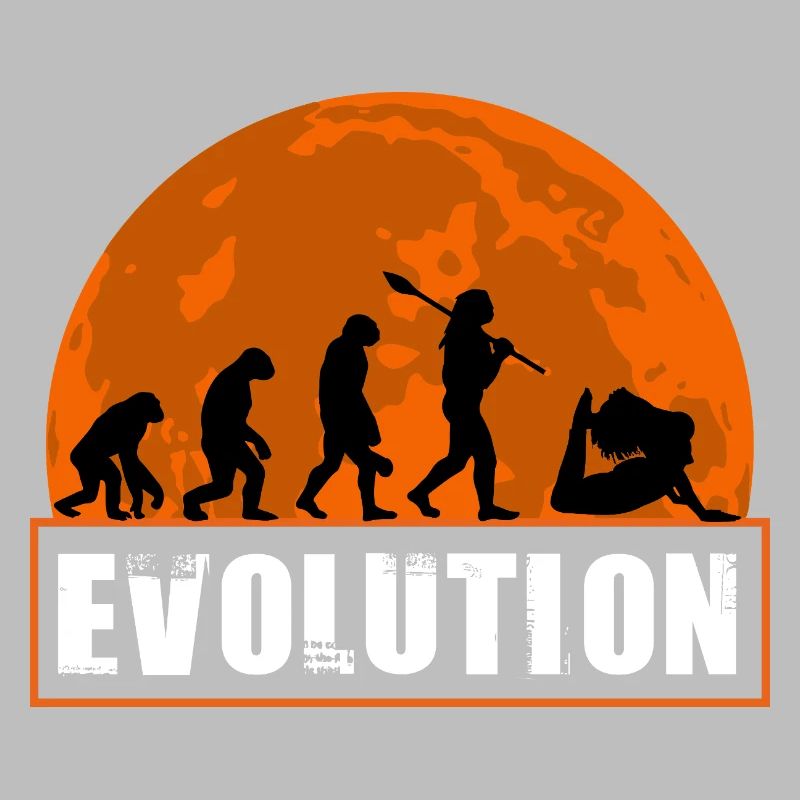 Yoga Evolution Silhouette Sunset Retro