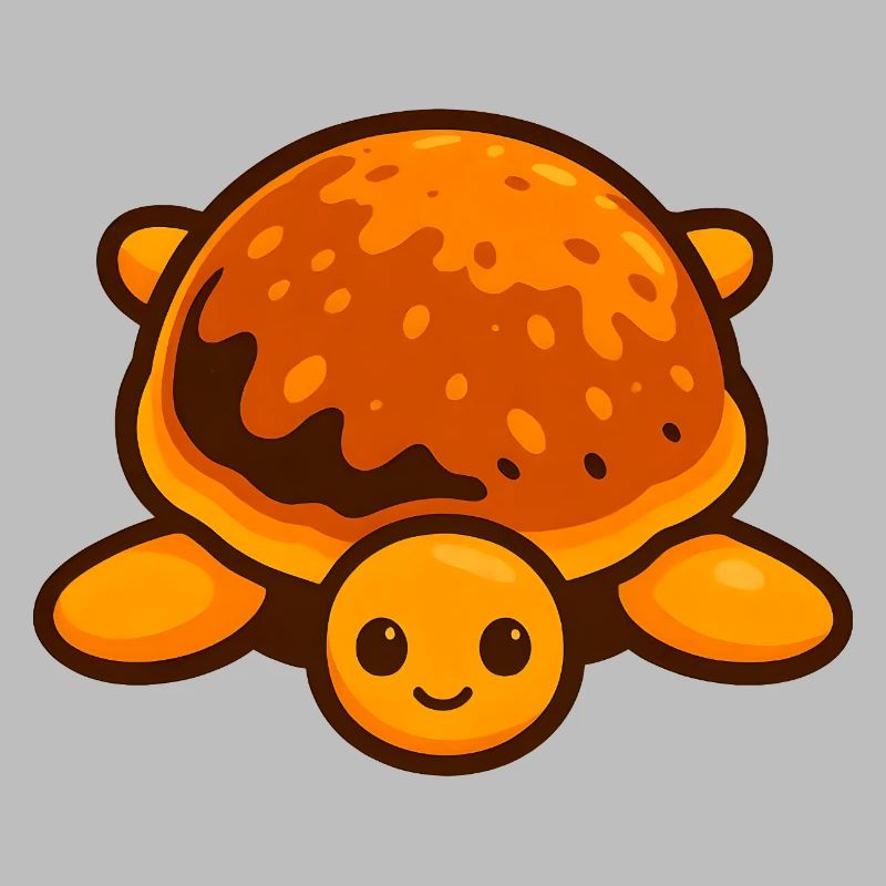 Whimsical Turtle Pancake Style with Bright Shell