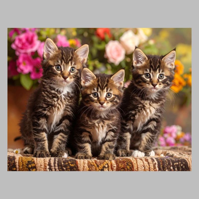 Aimée trio de chatons tachetés en fleurs