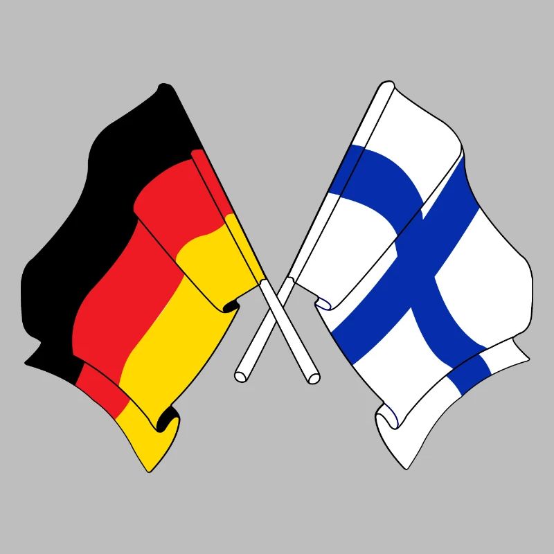 Deux drapeaux croisés de l’Allemagne, drapeau de la Finlande