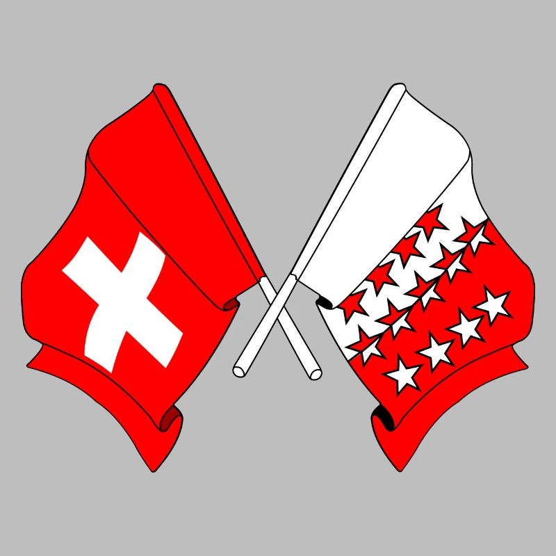 Drapeau de la Suisse et drapeau du Valais