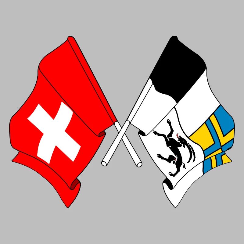 Drapeau de la Suisse et drapeau des Grisons