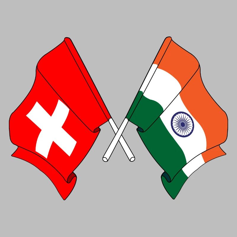 Drapeau de la Suisse et drapeau de l’Inde