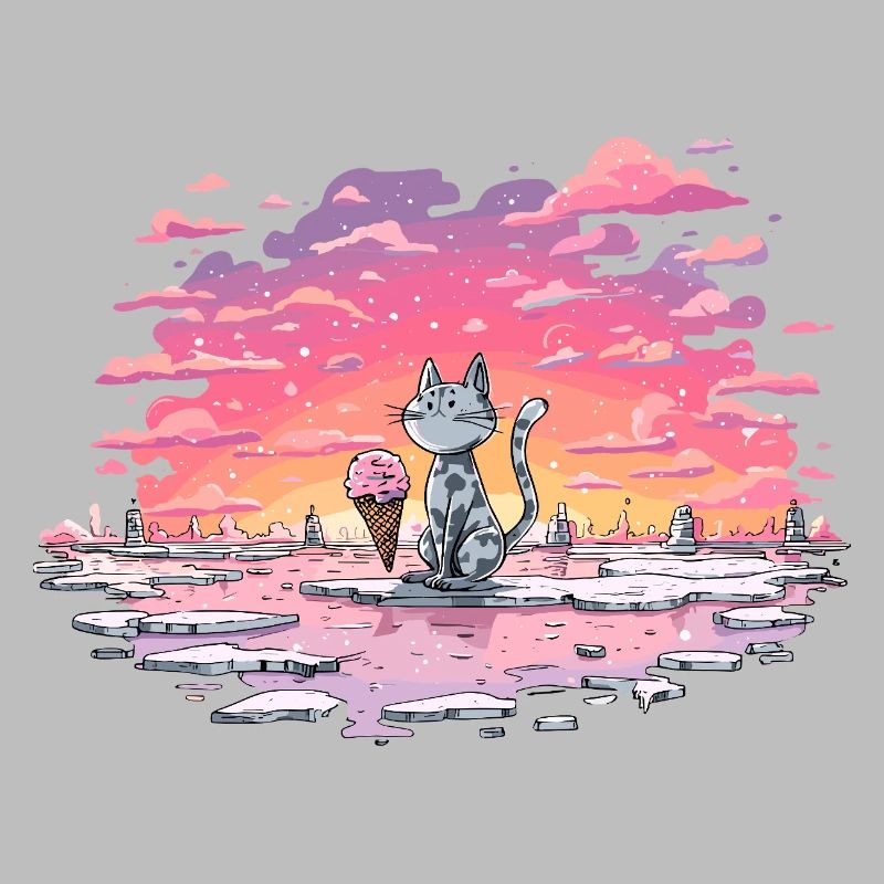 Katze mit Eis am Abendsee
