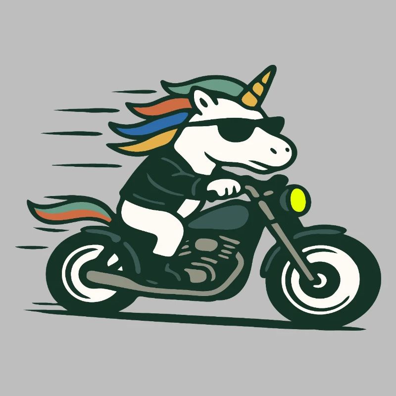 Fast Biker einhornfahrende Motorrad-Maskottchen-Kunst