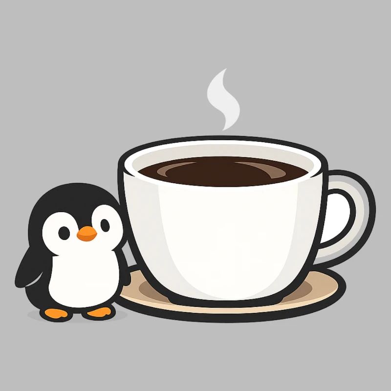 Pingouin à café avec design de tasse