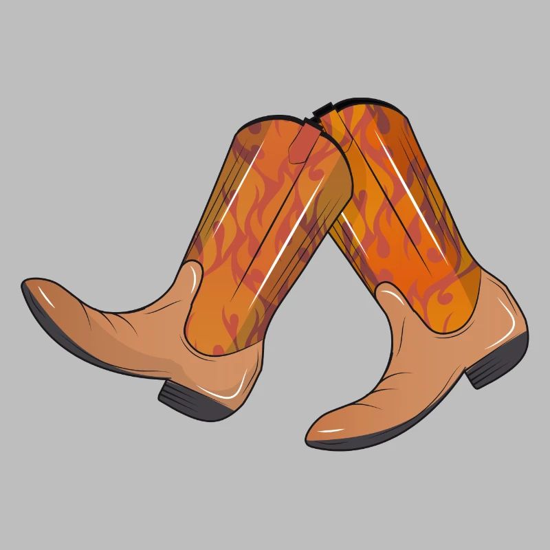 extravagant western boots with flame pattern