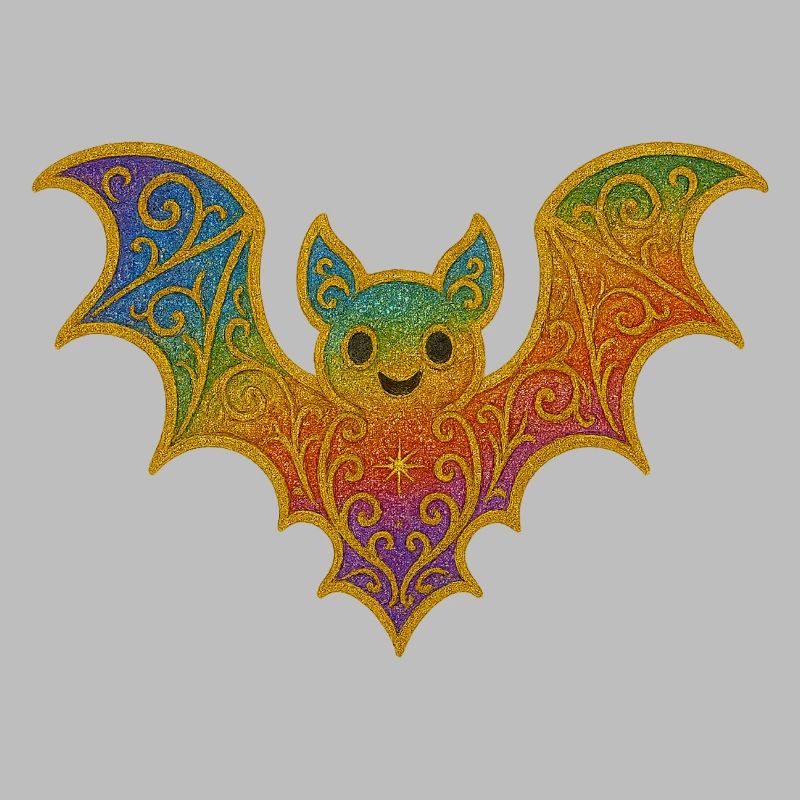 Rainbow bat with glitter border