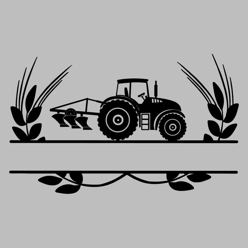 Tractor with plow in crop circle